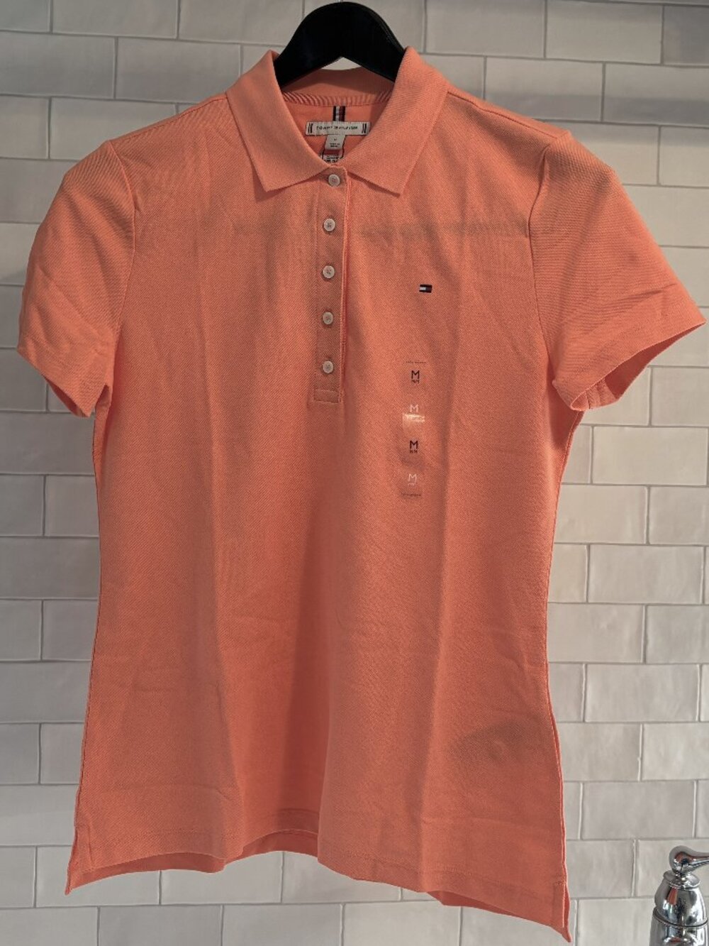 Tommy Hilfiger Salmon Pink Cotton Polo *NEW* - Womens Size Medium - Salmon Color - Picture 2 of 4